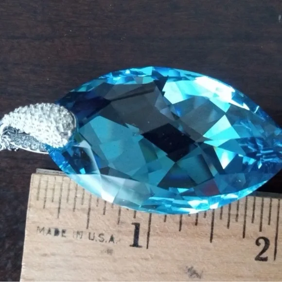 Swarovski Eternal Love Aquamarine Blue Crystal Necklace 2012 SCS Membership - Picture 6 of 8